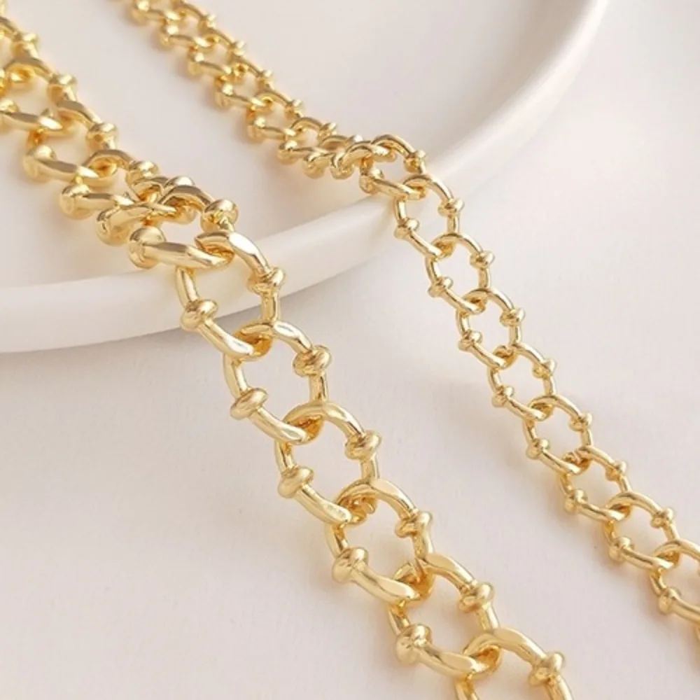 14K الذهب اللون جديد QQ سلسلة الأوروبية والأمريكية الرجعية الخام خام سلسلة سوار ذاتي الصنع قلادة مجوهرات اليدوية سلسلة فضفاضة