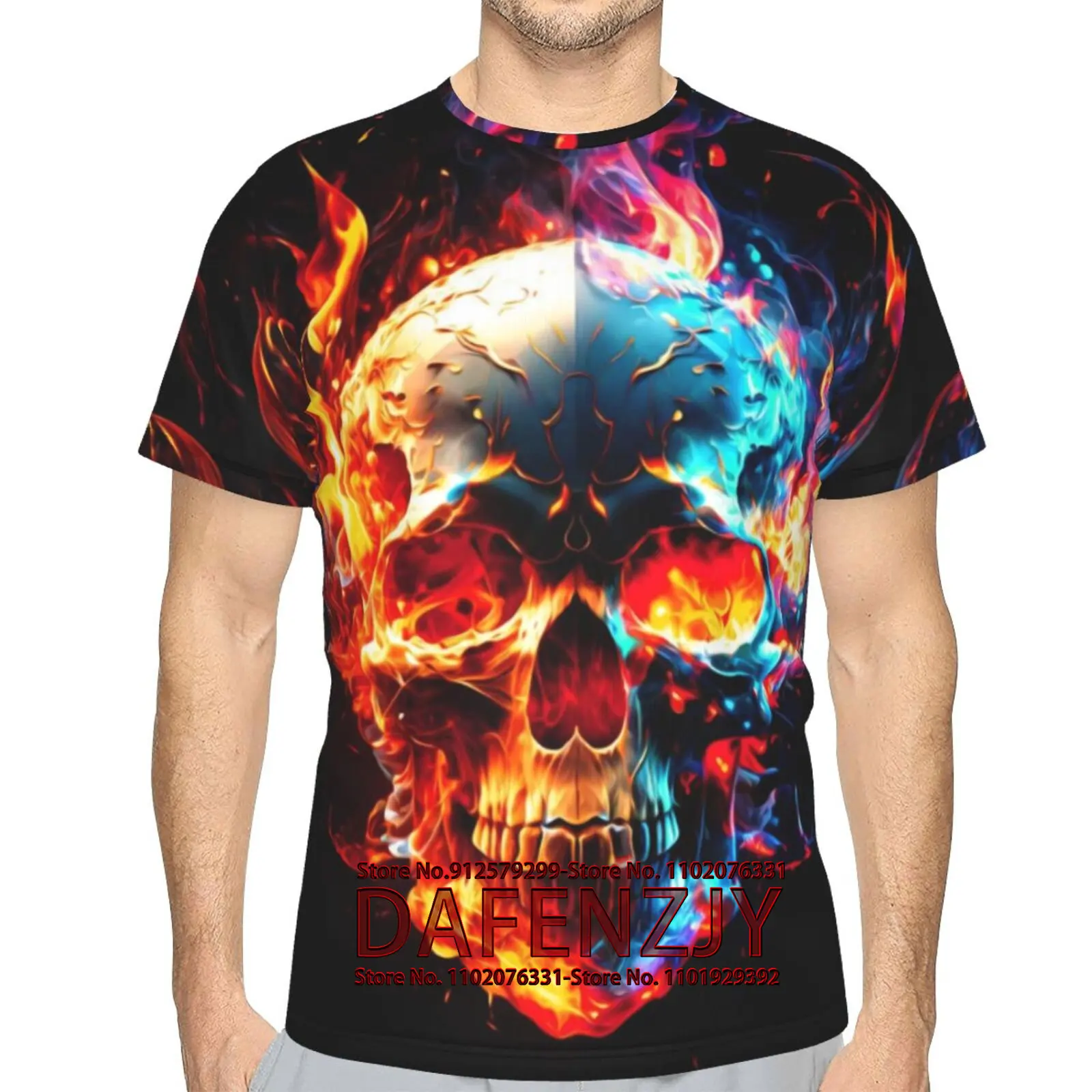 

Men's Skull Fire T-Shirt Novelty 3D Graphic Fashion Tee Shirts