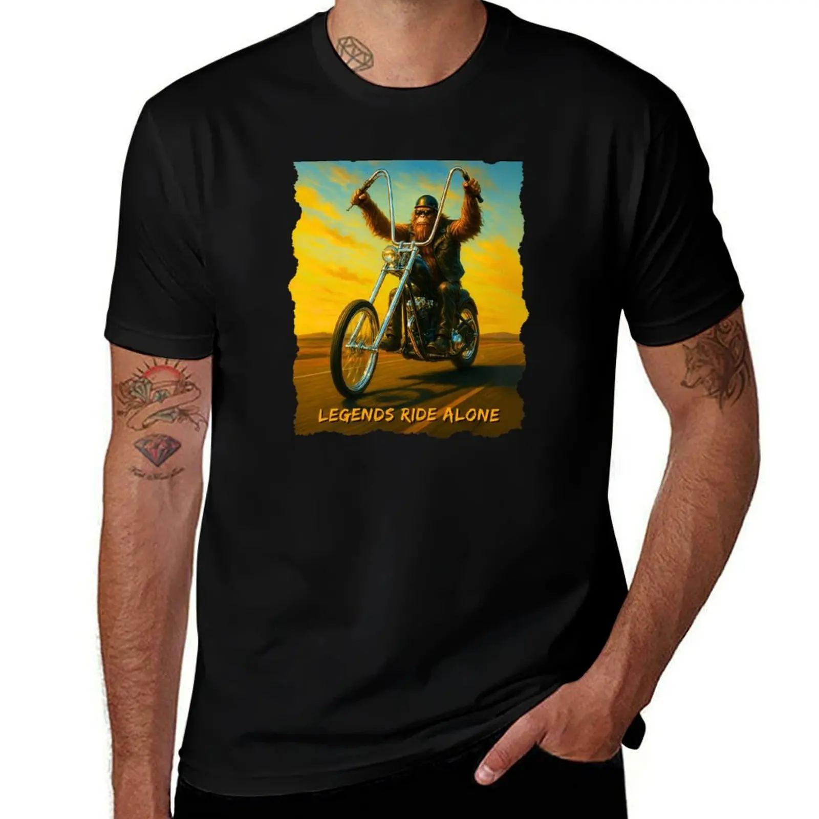 

Legends Ride Alone – Bigfoot Biker Design T-Shirt quick-drying korean fashion Funny t-shirts men t shirt