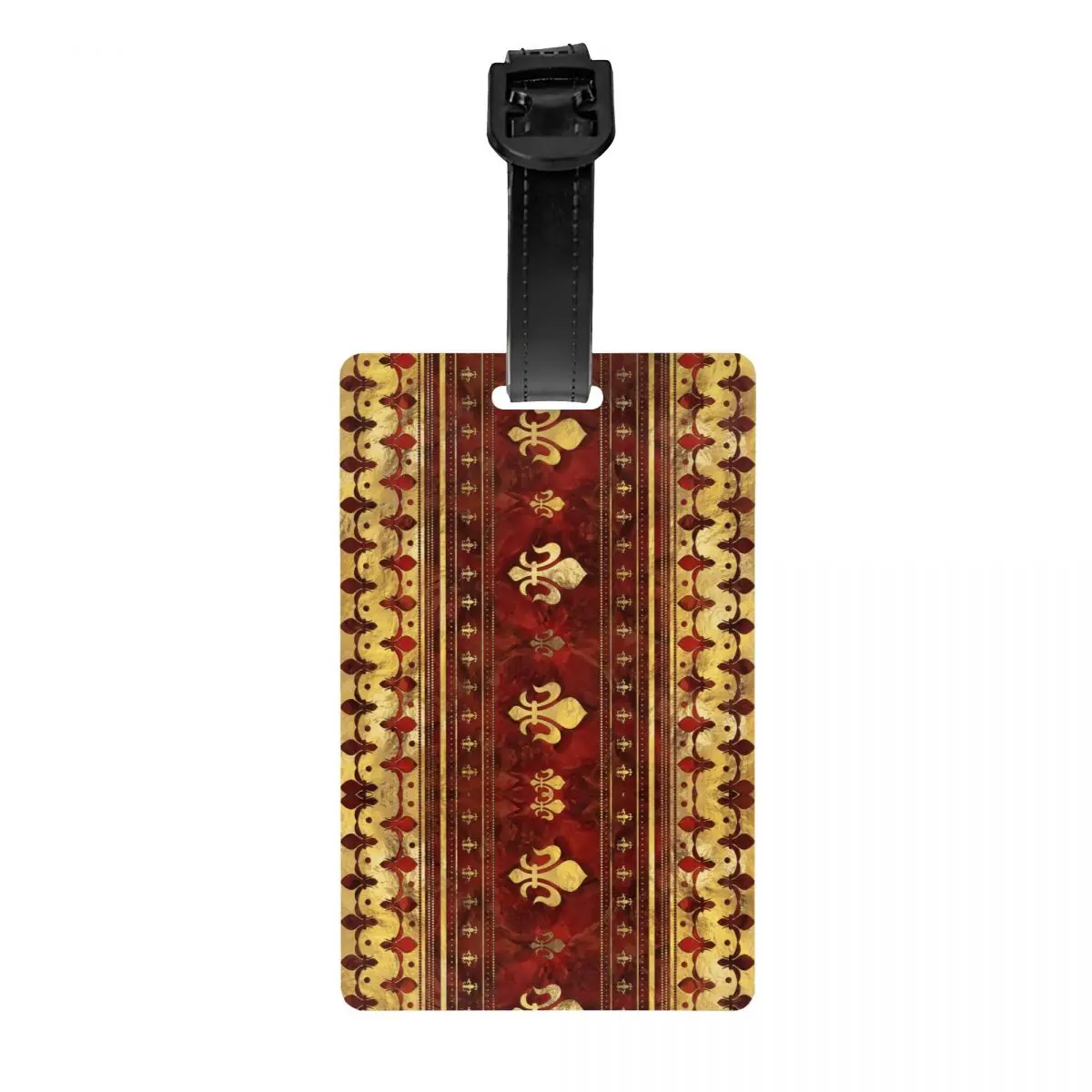 Fleur-de-lis Red Marble And Gold Luggage Tag Custom Fleur De Lys Lily Flower Baggage Tags Privacy Cover Name ID Card