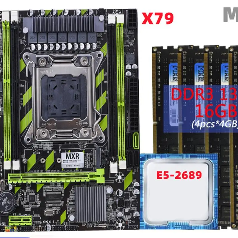 New X79 Motherboard Combo LGA 2011 with XEON E5 2689 16GB (4*4G) DDR3 1333 REG ECC RAM Memory kit set NVME SATA3.0 Server