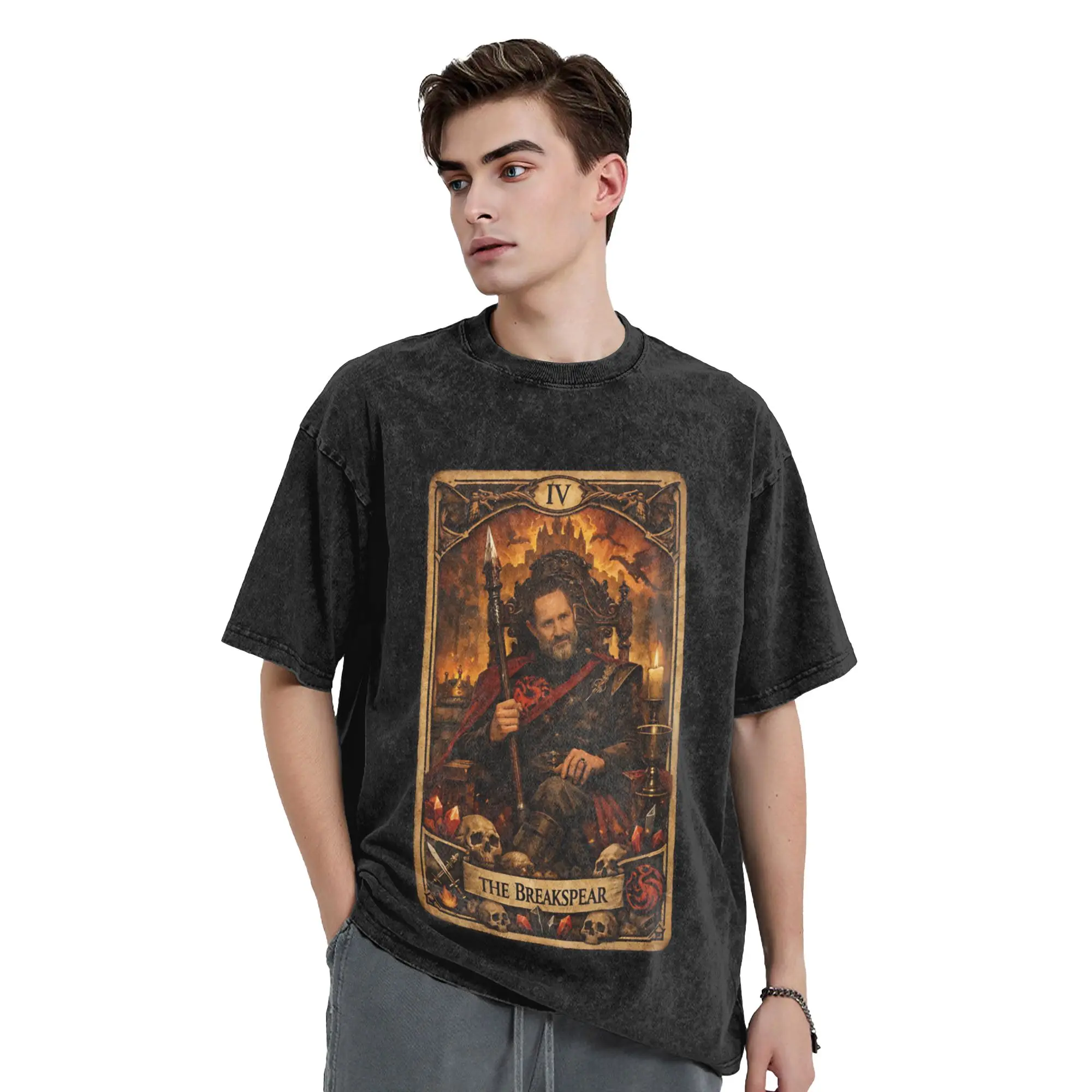 Vintage Baelor Targaryen  T-Shirts Men Round Neck Cotton Washed T Shirt  Short Sleeve Tee Shirt Birthday Present Tops