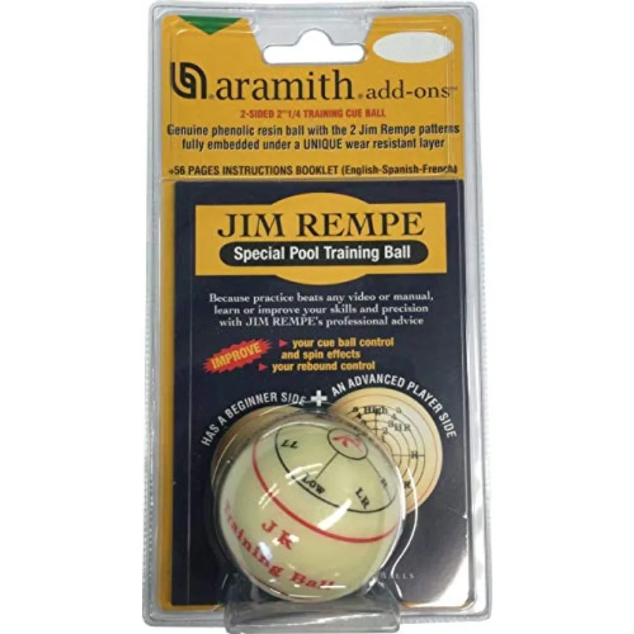 

Бильярдный шар Jim Rempe Training Cue Ball, 2-1/4 дюйма, стандартный размер, с инструкцией по эксплуатации. Научитесь играть лучше.