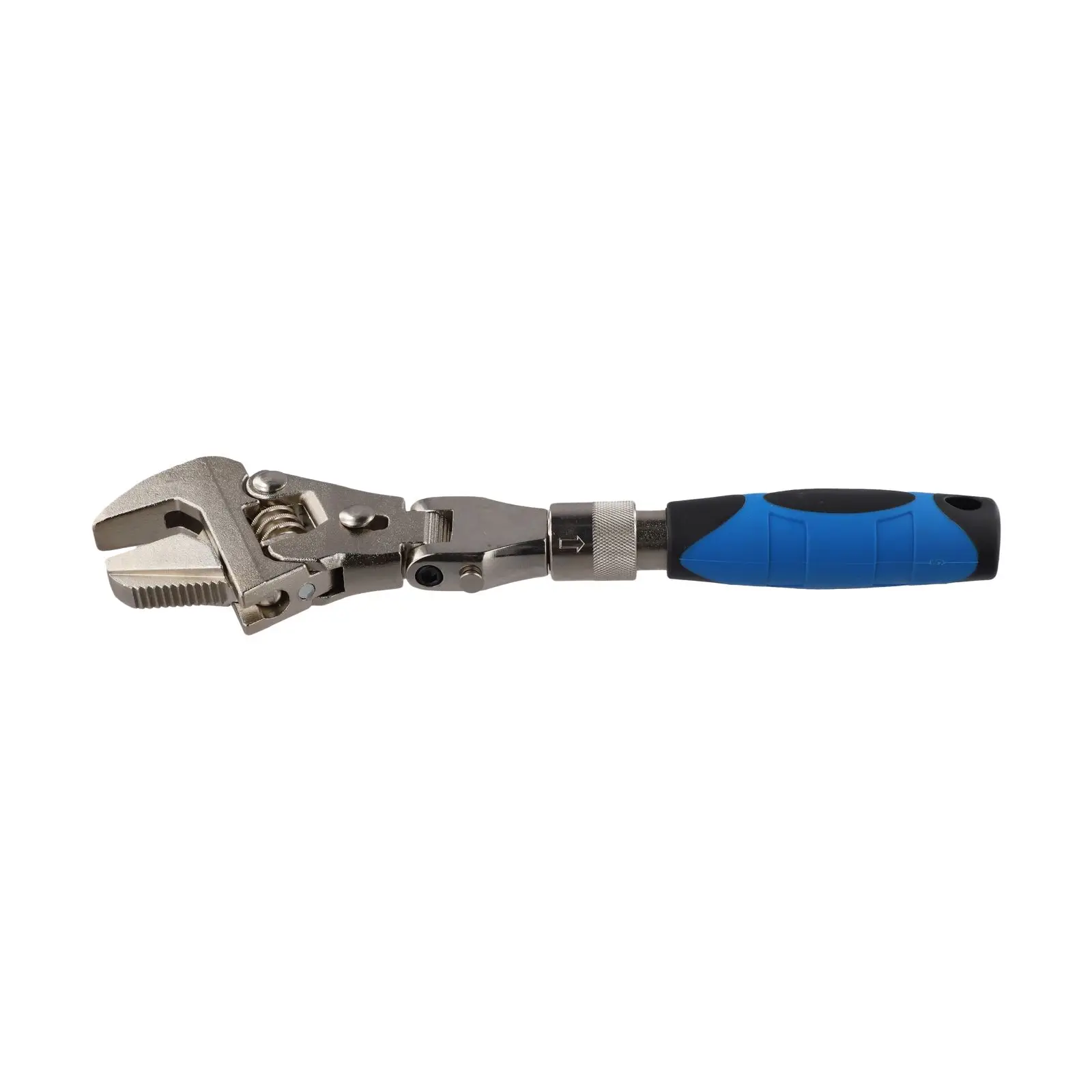 Swivel Head Adjustable Wrench with Extendable Shank and Precision Fit Jaw for Water Pipe Electrical Conduit and Ductwork Work