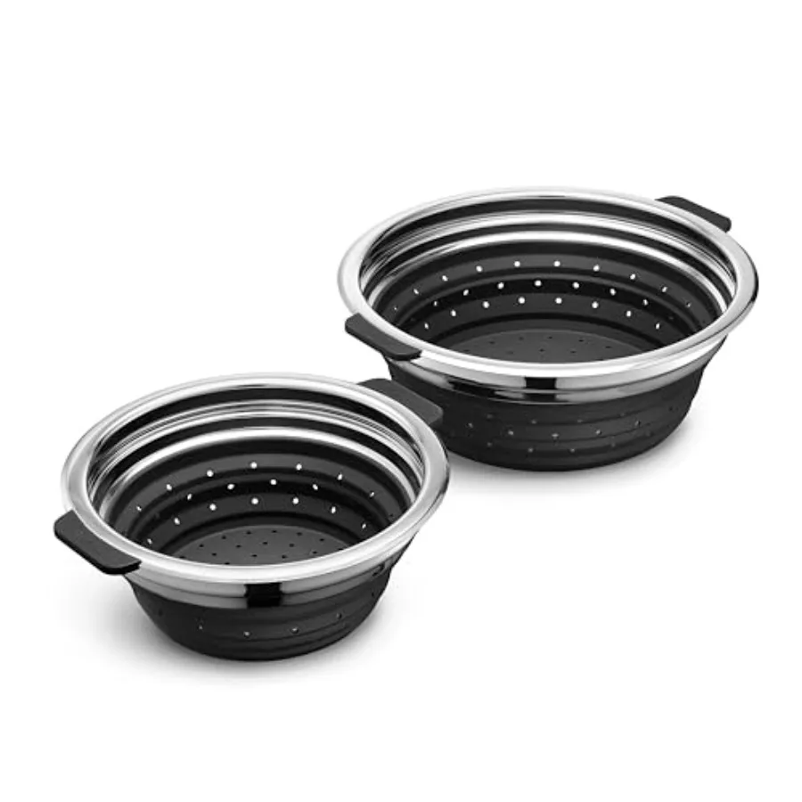 

2-Piece Steamer Basket Set for Steaming and Draining, Fits 's 3 and 8Qt Pots, Dishwasher-Safe, Space-Saving Design, Heat-Safe t