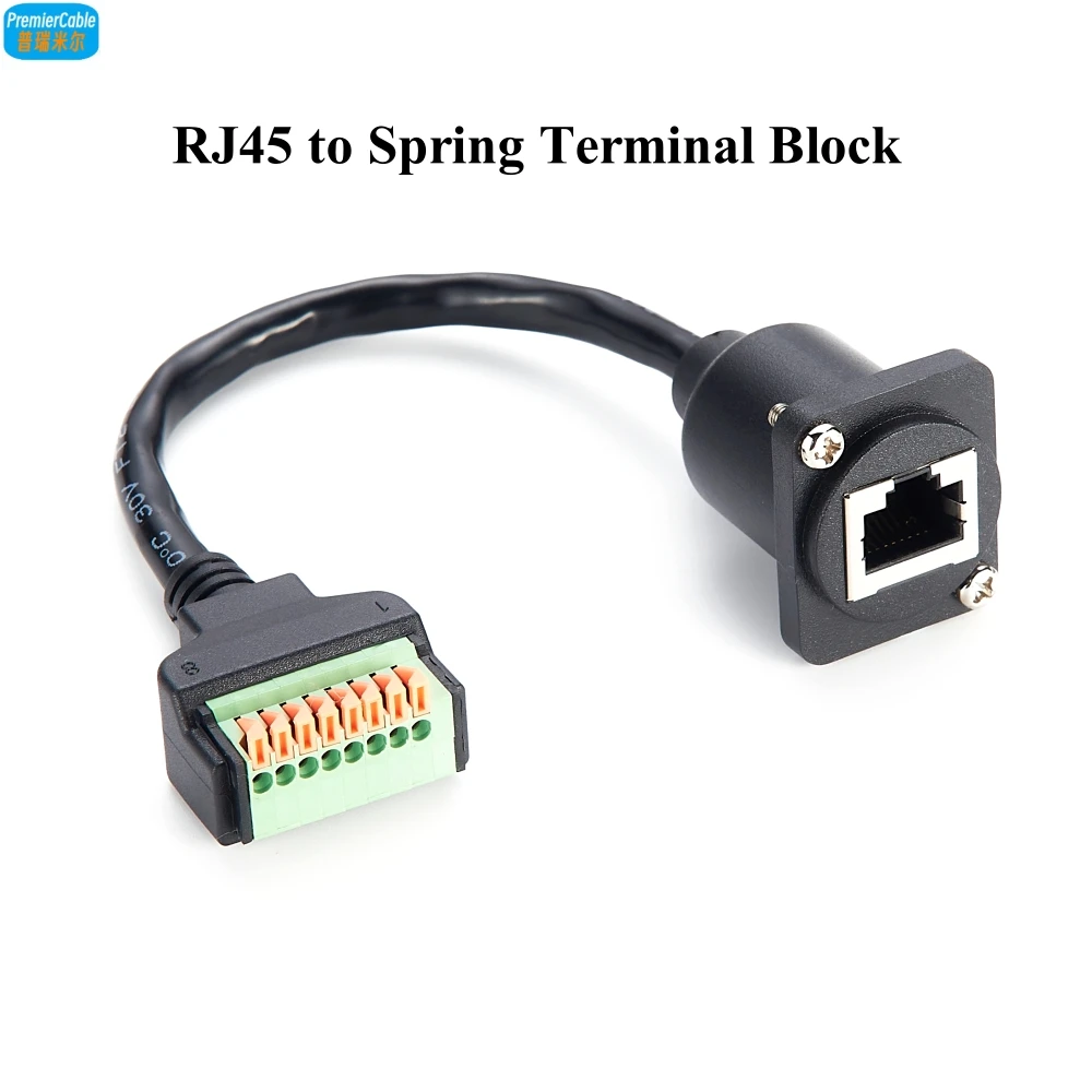 

D Type RJ45 8P8C Female Panel Mount to Solderless Terminal Block Cable RJ45 Ethernet To Spring Press Terminal Cable for CAT5/6/7