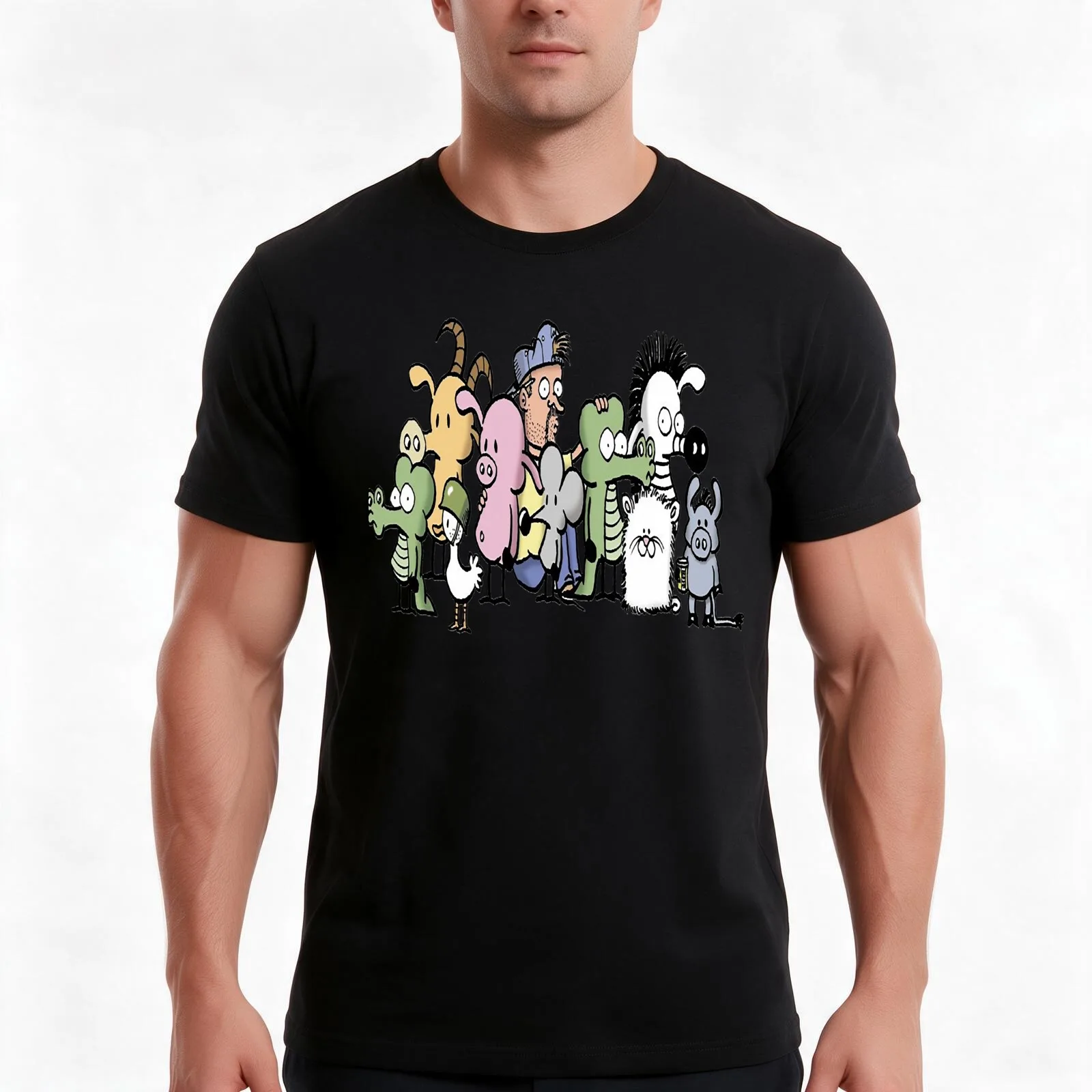 Pearls Before Swine T-Shirt, Summer Casual Cotton Tee, Oversized Streetwear Tops, Vintage Graphic Print, Loose Fit Short Sleeve