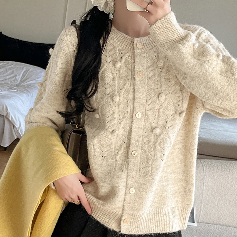 

Шикарный модный вязаный кардиган с крючком, женский осенне-зимний высококачественный свитер, куртка, укороченные топы, кардиганы