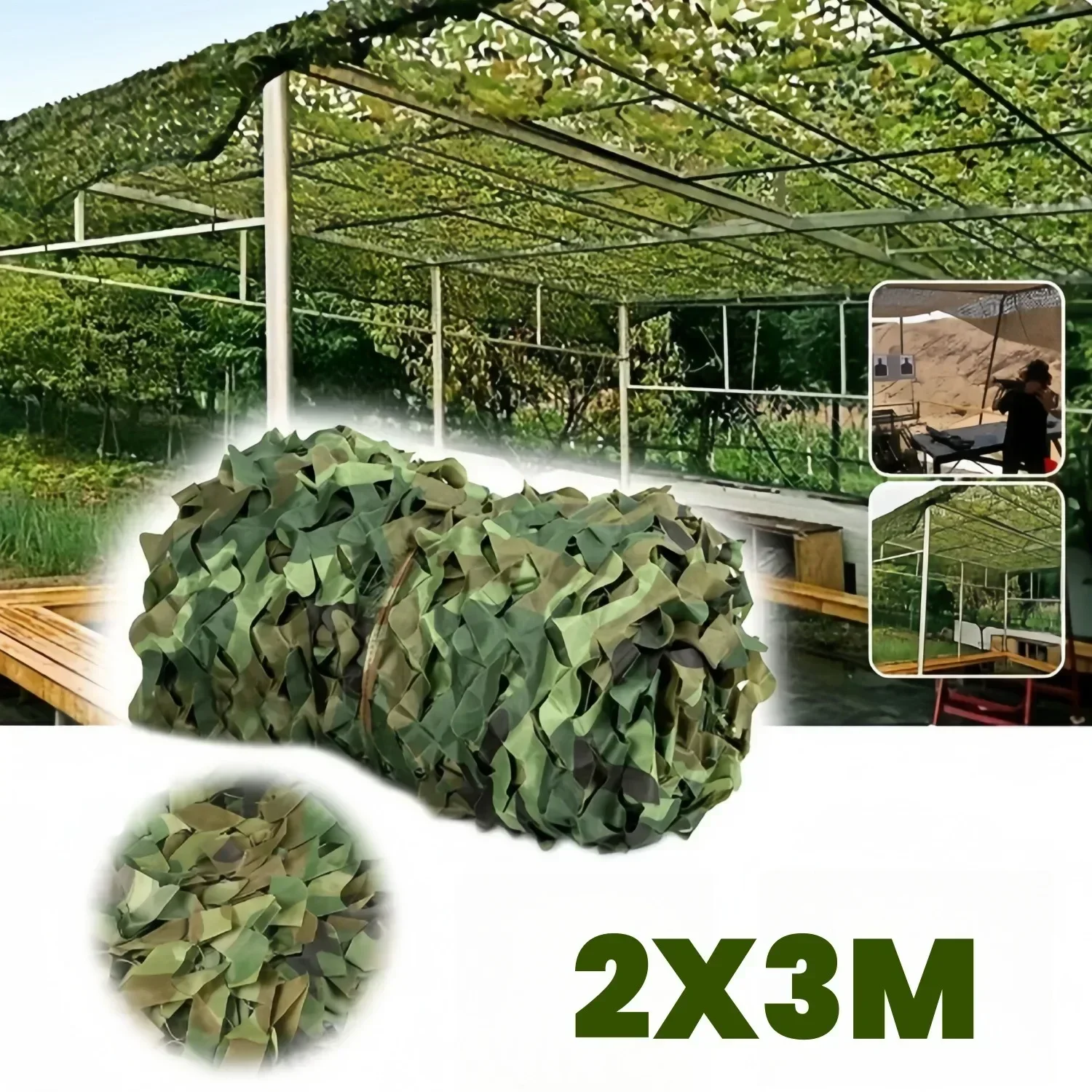 2X3M Recyclable Hunting Camouflage Nets Woodland Training Camo Netting Car Covers Tent Shade Camping Sun Shelter