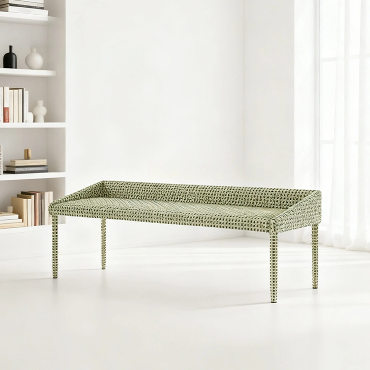 Italian minimalist bedroom bench simple solid wood avocado sofa chair dining chair soft backrest shopping mall bench