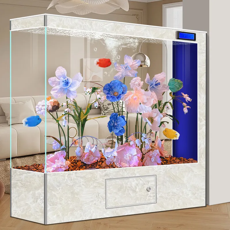 

Умный аквариум-экосистема - Современный аквариум-перегородка из ультрапрозрачного стекла с усовершенствованной фильтрацией для гостиной и прихожей JT40