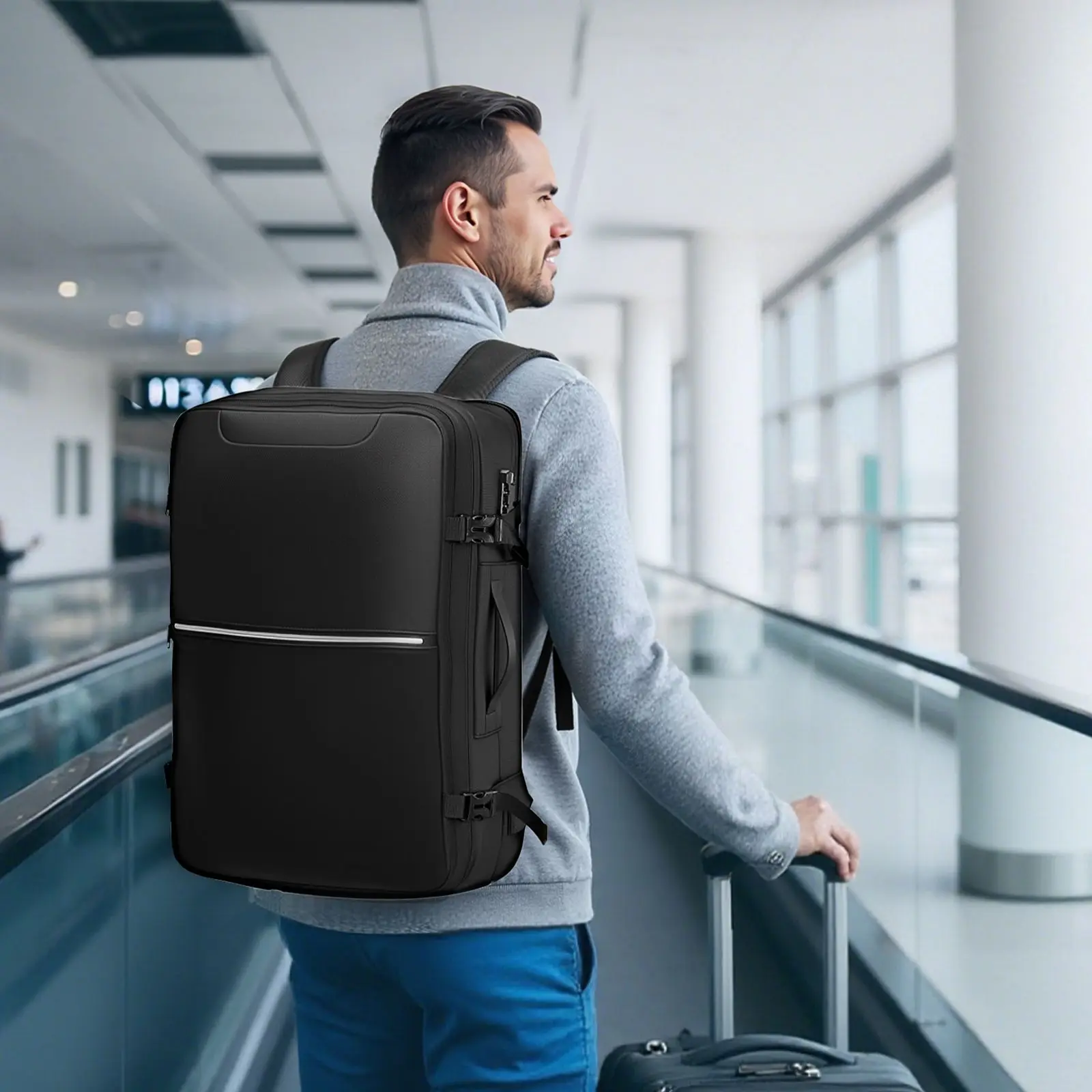Vacuum Travel Backpack, 80L, Expandable Vacuum Seal Compression Travel Backpack with Pump, with TSA-Approved Lock, Airback Vacpa