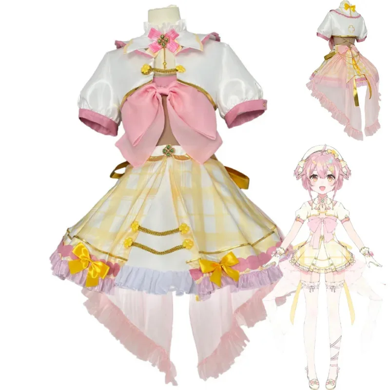 أنيمي الظاهري YouTuber VTuber Ace Taffy تأثيري حلي الوردي فستان الأميرة لوليتا تنورة امرأة مثير Kawaii حفلة عيد ميلاد البدلة؛