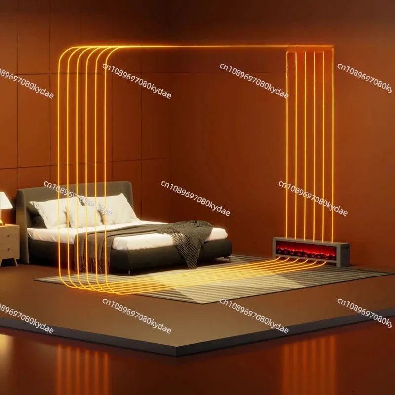 220V 3D Visual Electric Fireplace Floor Standing Fast Heating Indoor Space Heater Home Bedroom Skirting Line Heater