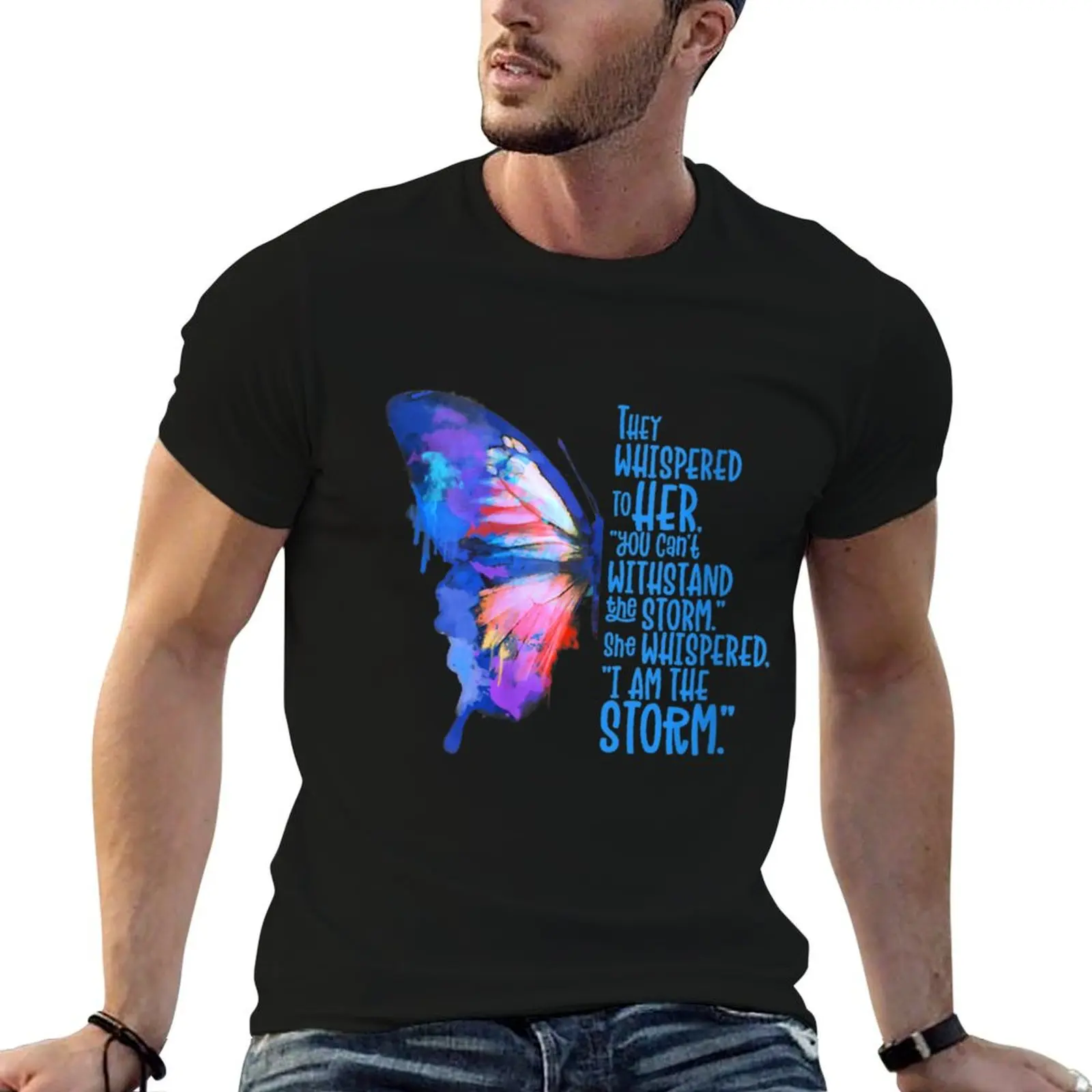 

And shirts Motivate Butterfly V-Neck Womens printed Womens, t Tee, Storm, I The man for Inspire T-Shirt Am
