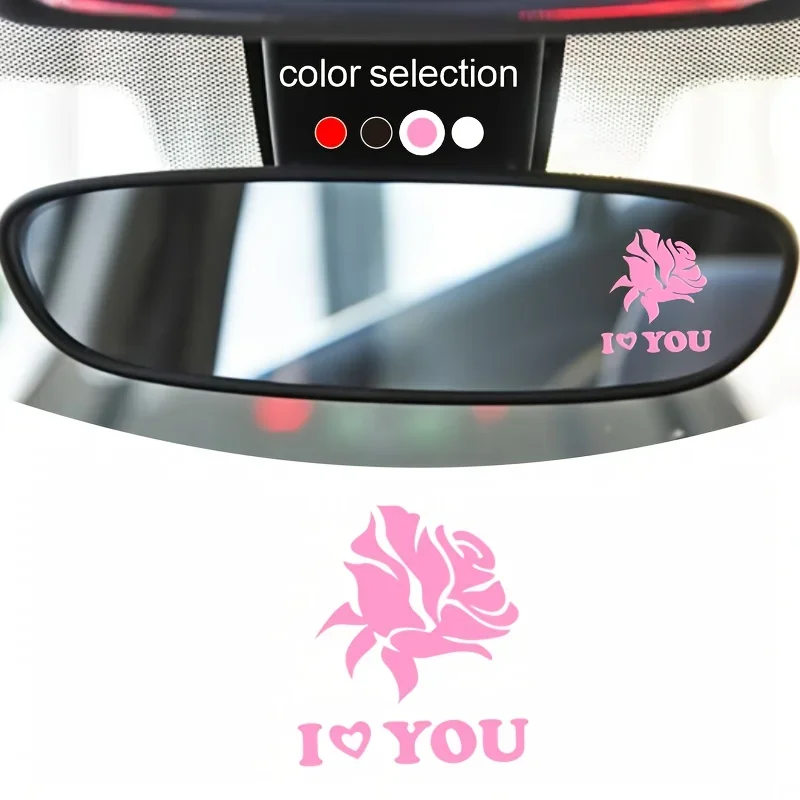 Rose I Love You Waterproof Vinyl Sticker Decal for Car Rearview Mirror Motorcycle Window Glass Laptop Water Bottle Scooter Decor