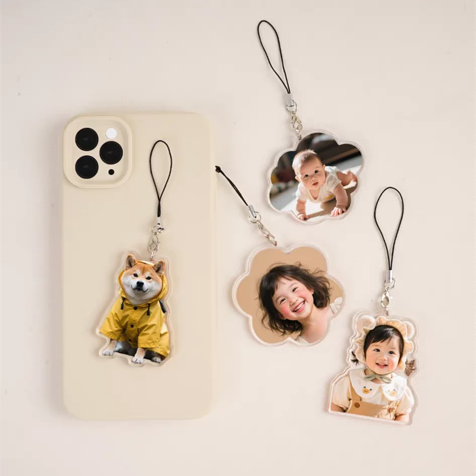 Adorável saco de acrílico acessórios personalizado bonito dos desenhos animados anime pet fotos pingente telefone ornamento jóias presente figura pingentes chaveiro