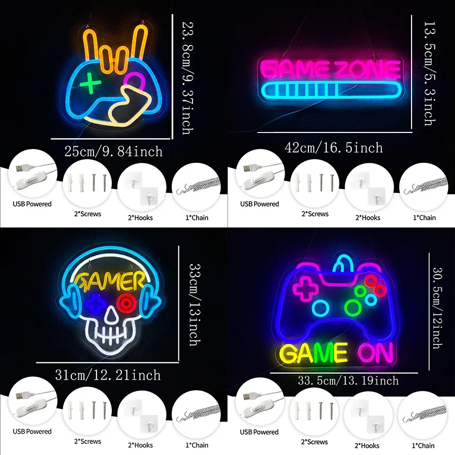 Neon Sign for Home Decor for Room Decoration Bedroom Accessories Game on LED Gamer Wall Teen Gaming Aesthetic Light Stuff Living view 2