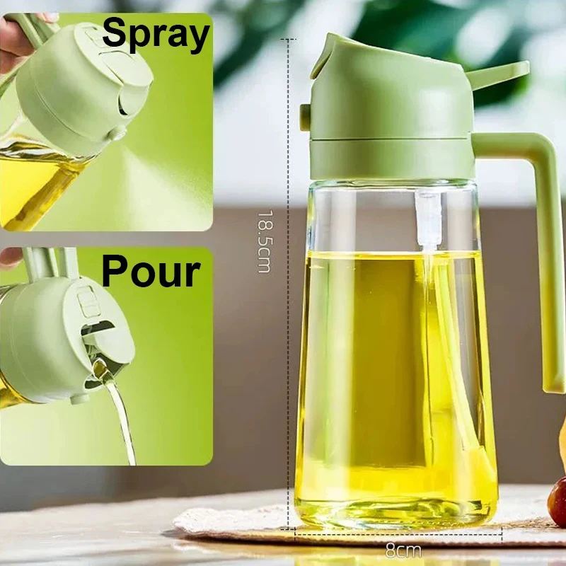 2 In 1 Spray For Olive Oil Spray Sprayer Dispenser Bottle Comfortable Handle Design For Barbecue Air Frying Pan Oven Camping