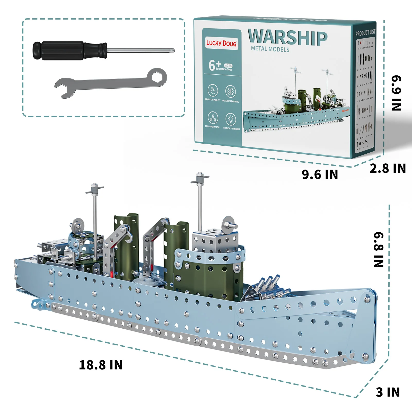 STEM 빌딩 프로젝트 모델 크루저 해양 선박 세트 - 504 조각 STEM 프로젝트 빌딩 장난감 어린이 조립 과학 키트 선물