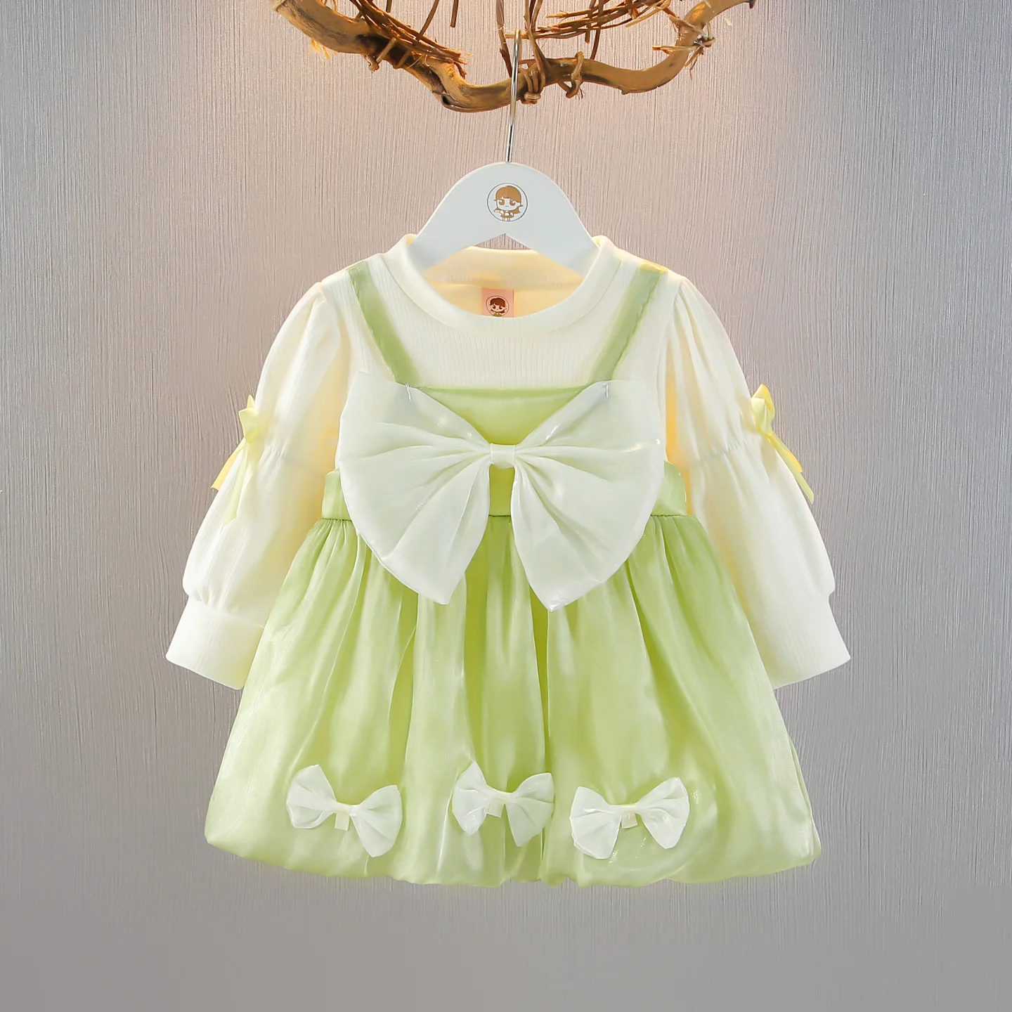 

Toddler Girls Dress 2025 Autumn Butterfly Bow Long Sleeves Princess Dress Mesh Infant Baby Girls Dress Casual Little Girls Dress