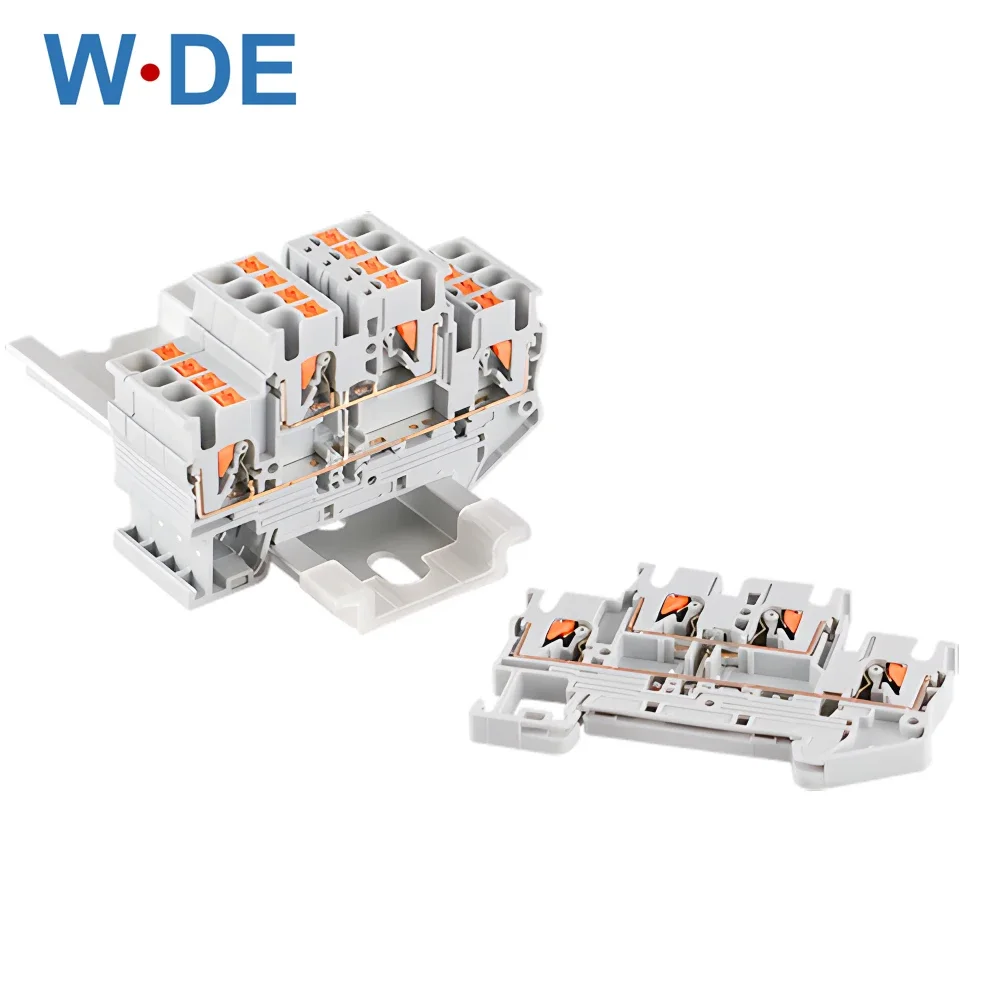 

5Pcs Din Rail Terminal Block PTTB-2.5-PV Electrical Connector Double Layer Equipotential Bonder Spring Connection Conductor