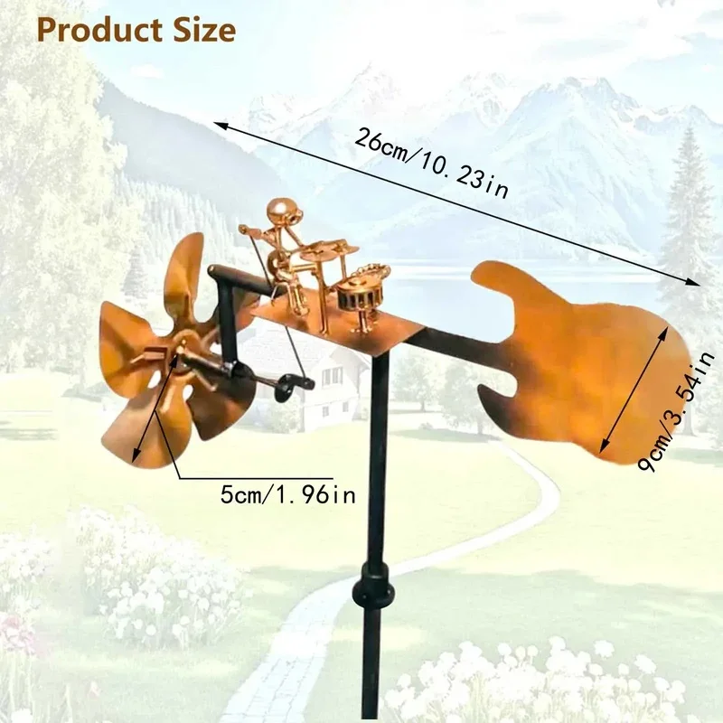 

Rockin Garden Windmill Handmade DIY Metal Drummer Windmill Wind Spinner Rust-Proof Decorative Garden Yard Art Rock Sculpture