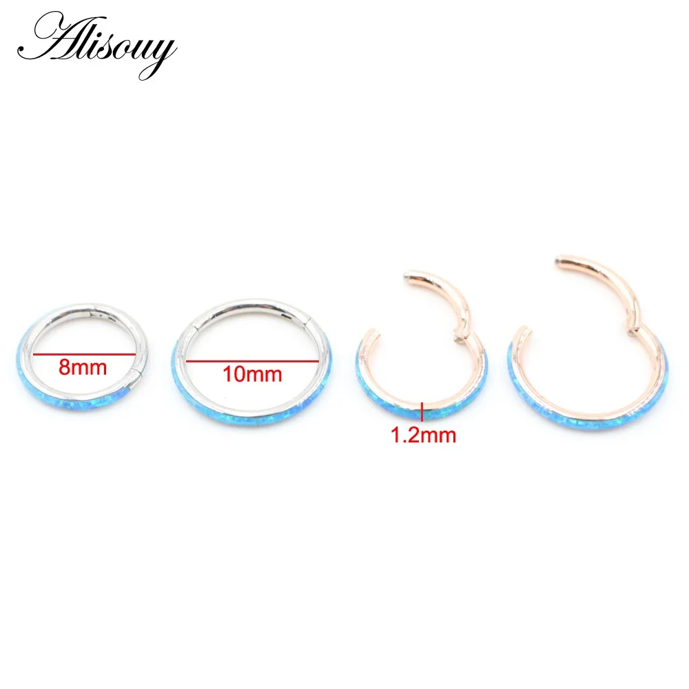 1 قطعة 16 جرام متمحور الفرس الأنف الدائري 316L الفولاذ المقاوم للصدأ الحاجز الدائري أوبال هوب الحاجب الشفاه أقراط للأذن هيئة ثقب المجوهرات #5