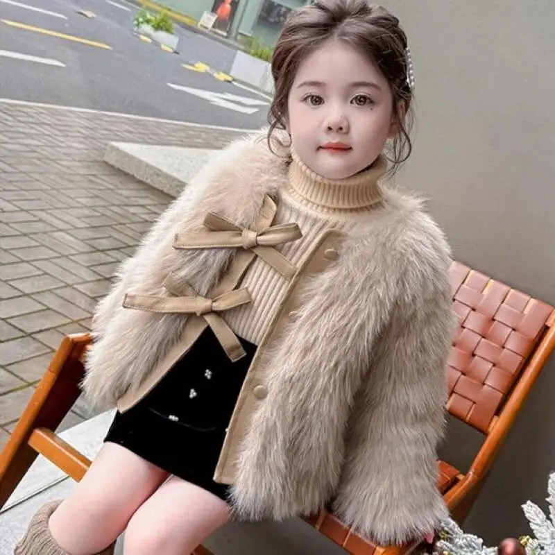 

Осенне-зимняя одежда для девочек, свитер, стеганая куртка из искусственного меха, утепленное стеганое пальто, модная зимняя верхняя одежда для девочек