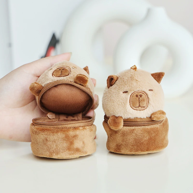 Children Cute Capybara Coin Purse Lovely Animal Plush Toy  Pendant Fun Key Schoolbag Decoration Charm Fun Small Storage Bag Gift