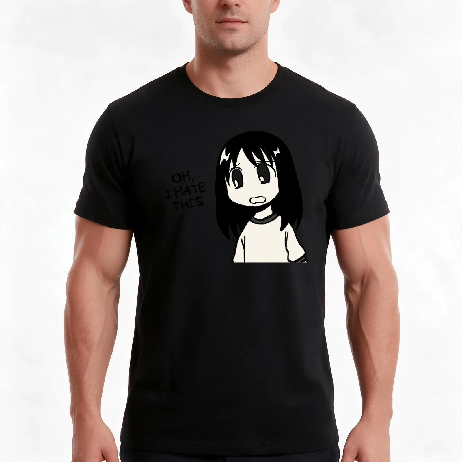 I draw oh i hate this osaka manga panel / funny azumanga daioh meme T-Shirt Summer Casual Cotton Tee Oversized Streetwear Tops