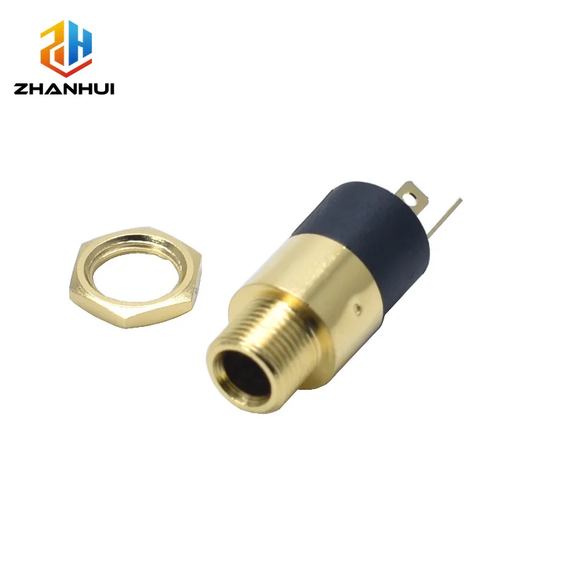 10/5PCS PJ-392 3.5mm Gold Plated Stereo Female Jack - Cylindrical Socket with Nut for Audio Headphone Video
