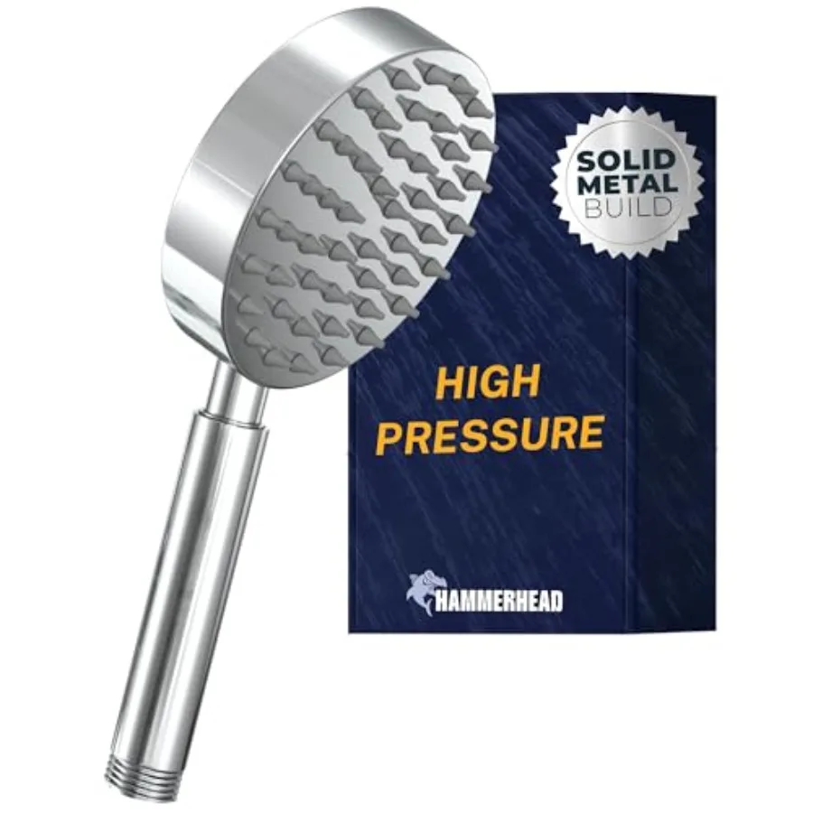 

® Solid Metal Hand Held Shower Head - CHROME - High Pressure Shower Heads 4 Inch Spray Wand Made from 304 Stainless Steel with