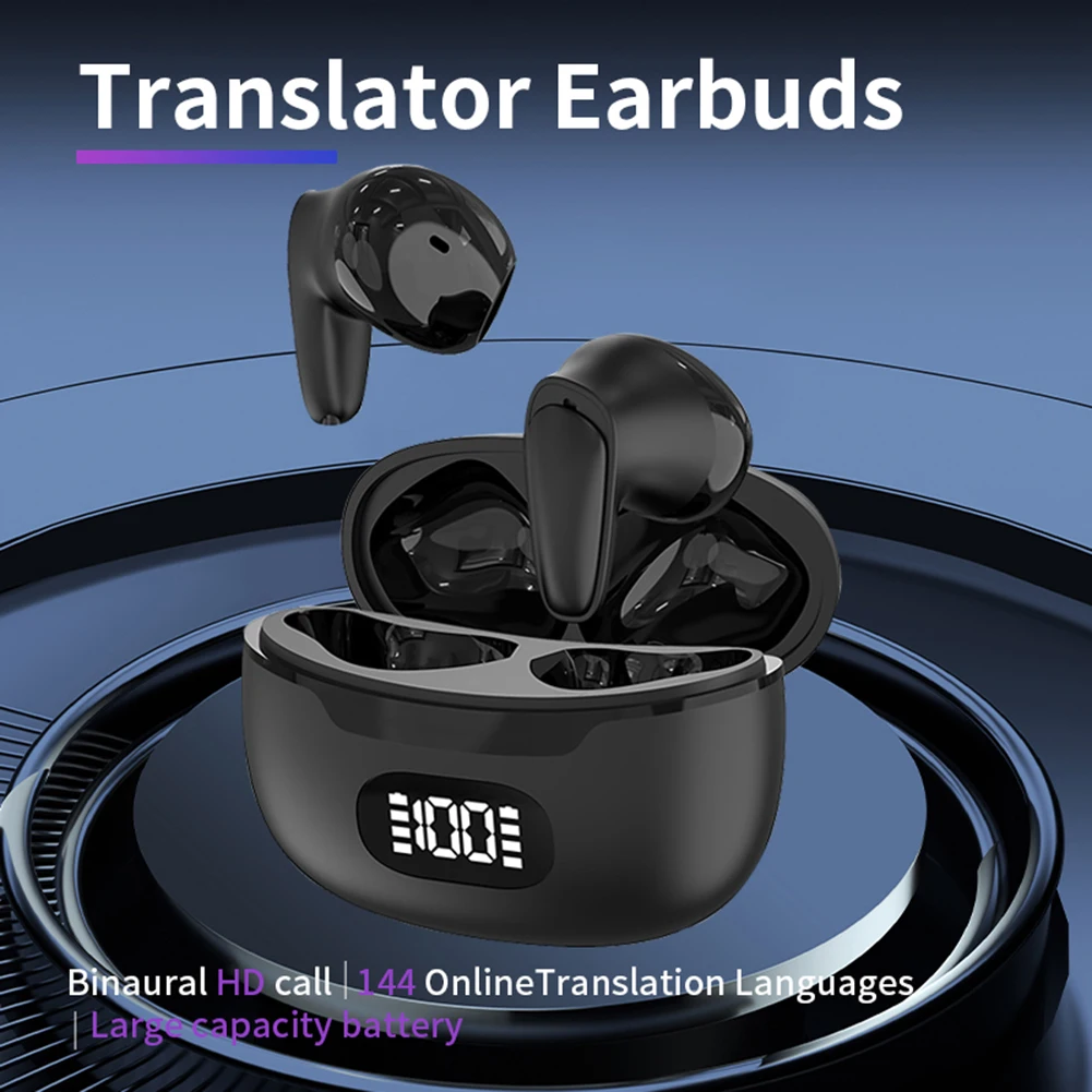 Auriculares con traductor en tiempo Real, 144 idiomas, compatibles con Bluetooth 5,1, traductor bidireccional, para deportes, viajes de negocios