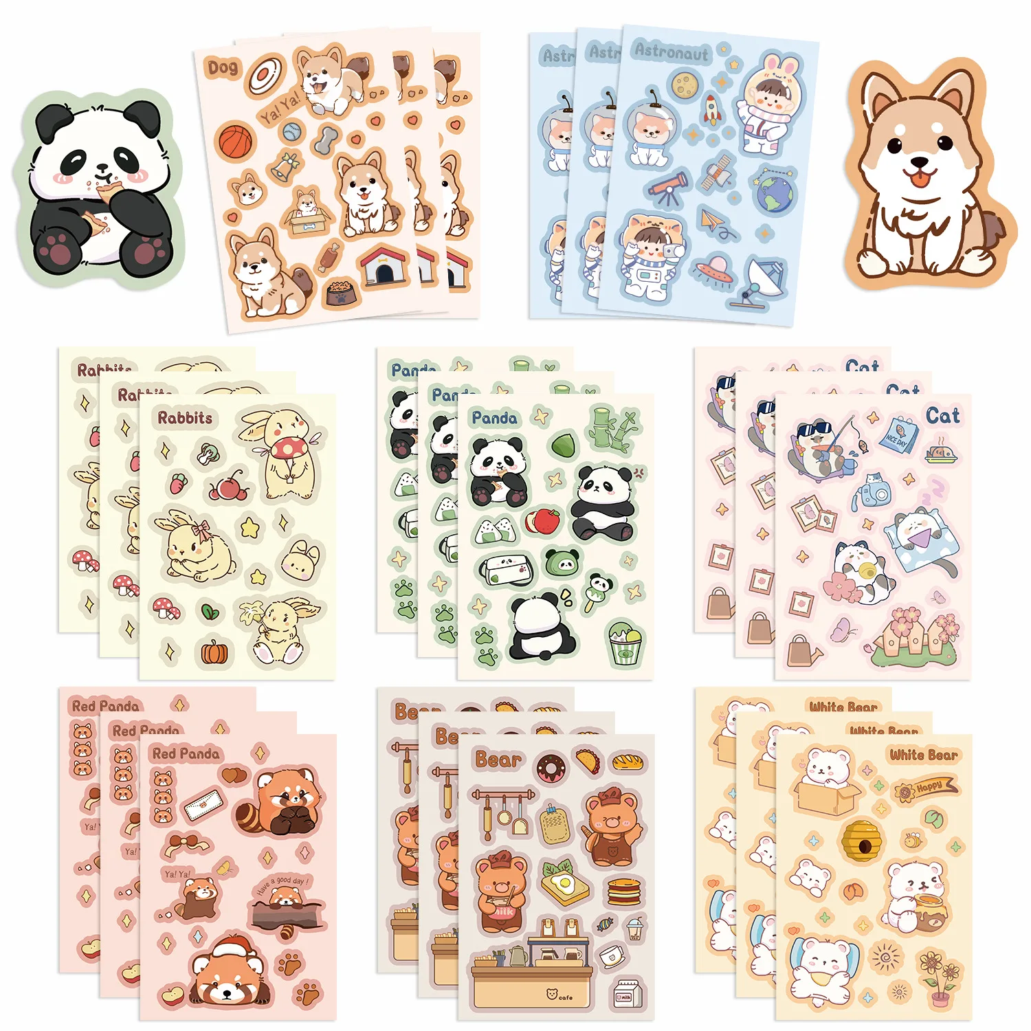 

8 Sheets Cartoon Panda Waterproof Paper Sticker Aesthetic DIY Decorative Diary Planner Cup Laptop Phone Scrapbook Kids Stickers