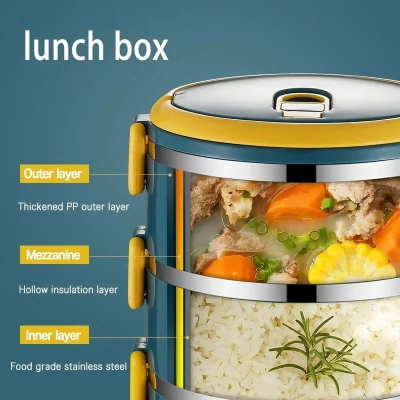 1/2/3/4 Layer Portable Lunch Box Thermo Insulation Bento Thermos Containers Bento Bag Food Warmer for Kids Food Containers - Image 3