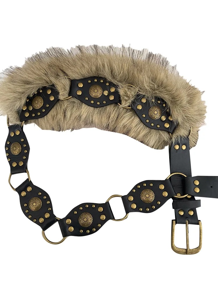 1 قطعة حزام مرقع من الفرو الأمريكي المخصص ، 2025 حزام إكسسوار جديد لفتاة الألفية الحارة على طراز الشارع من الفرو الصناعي مناسب