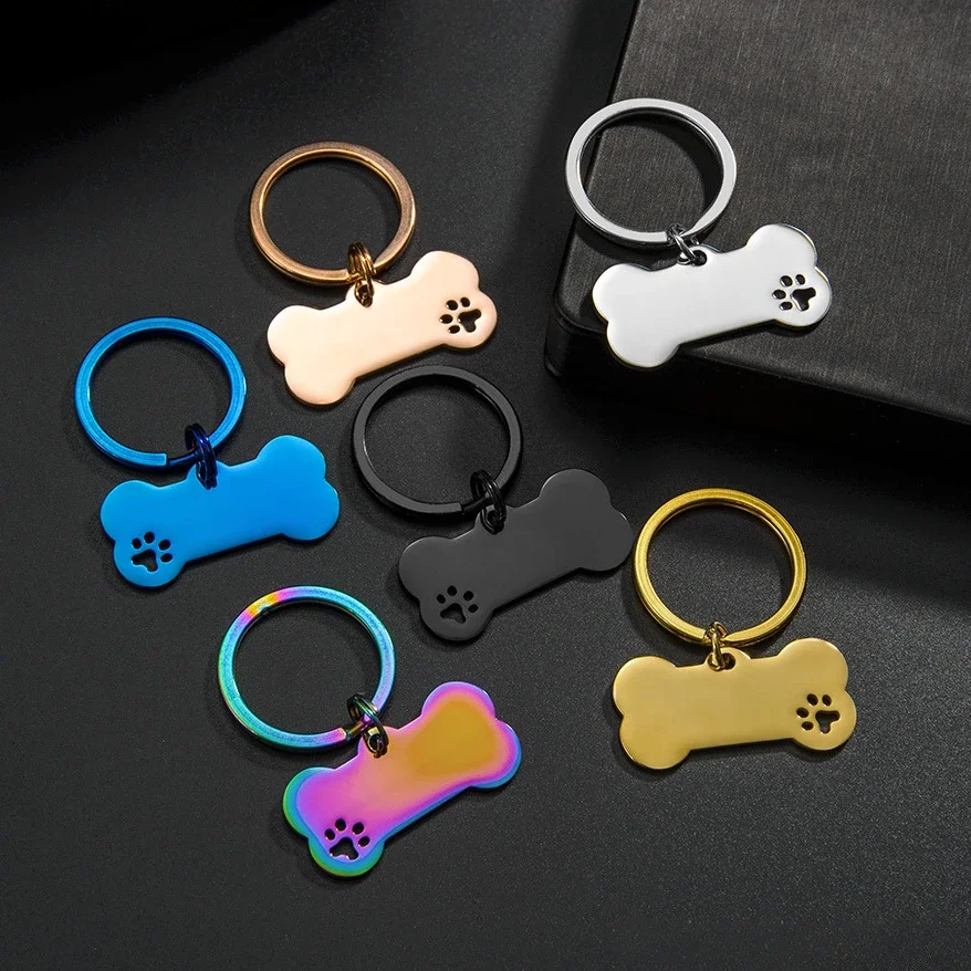 Personalized Dog ID Tag Free Engraving Name Tel Stainless Steel Anti-lost Collars Nameplate for Dog Address Customized Pet Tag