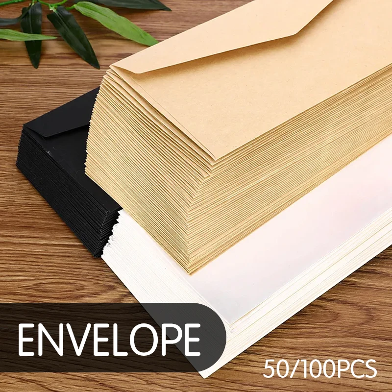 Imagem -04 - Envelope de Papel Artesanal Estilo Europeu Retrô Scrapbooking e Convite Envelopes Cartão Postal e Carta Preto e Branco 50 Pcs Lote