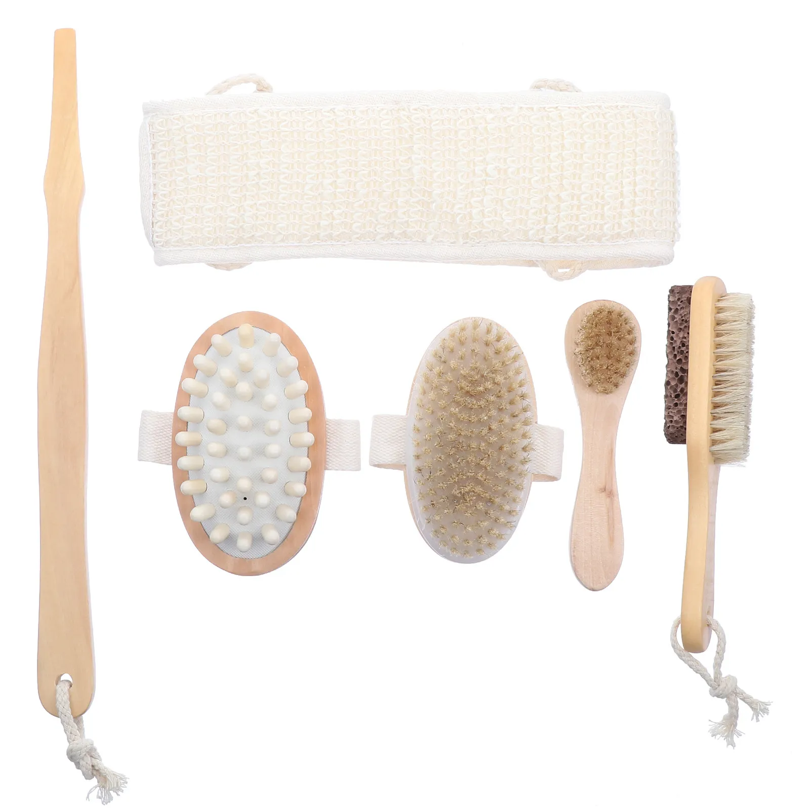 

6Pcs Shower Back Scrubber Set Soft Bristles Massage Function Body Brush for Daily Spa Bathing Comfortable Unisex Use