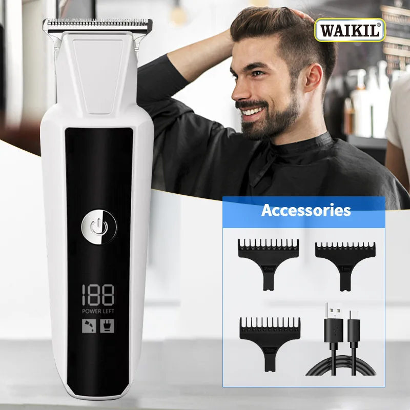 WAIKIL-Clipper de cabelo elétrico masculino, cabeleireiro profissional aparador, Clippers de carga USB para corte de cabelo, ferramentas sem fio Styling