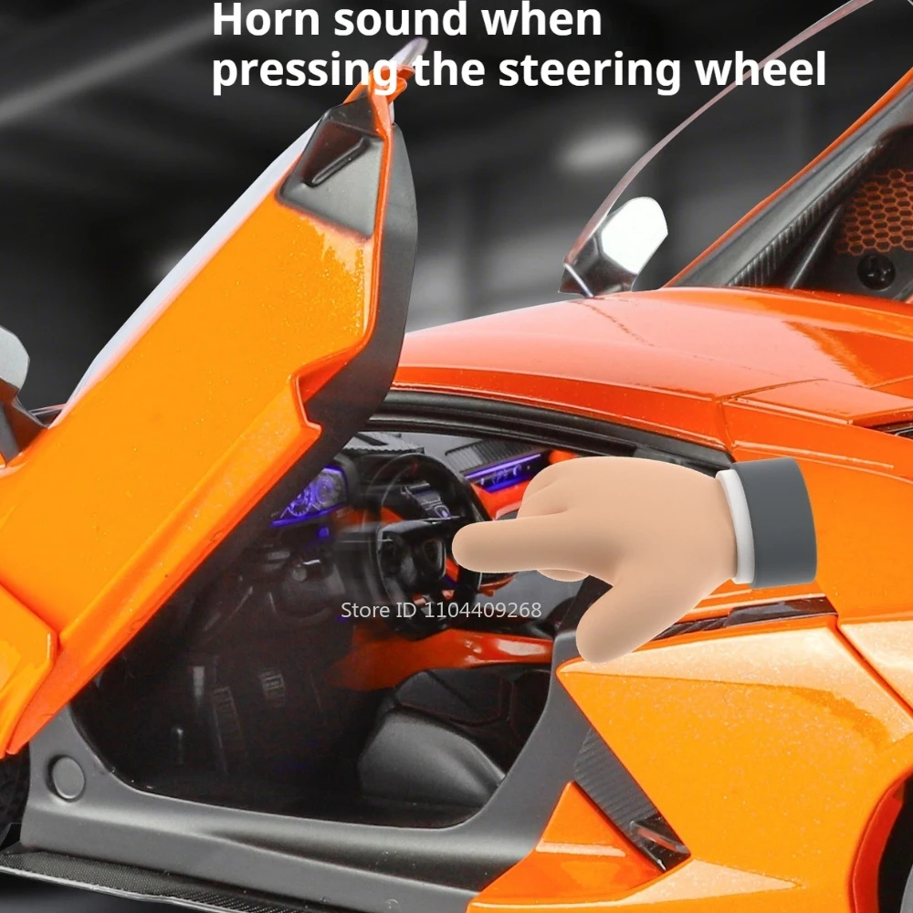 Modelo de coche Revuelto SVJ63 de tamaño 1:18, puertas de juguete, modelos abiertos de absorción de impacto, coches deportivos de Metal fundido a presión, juguetes, regalos para niños