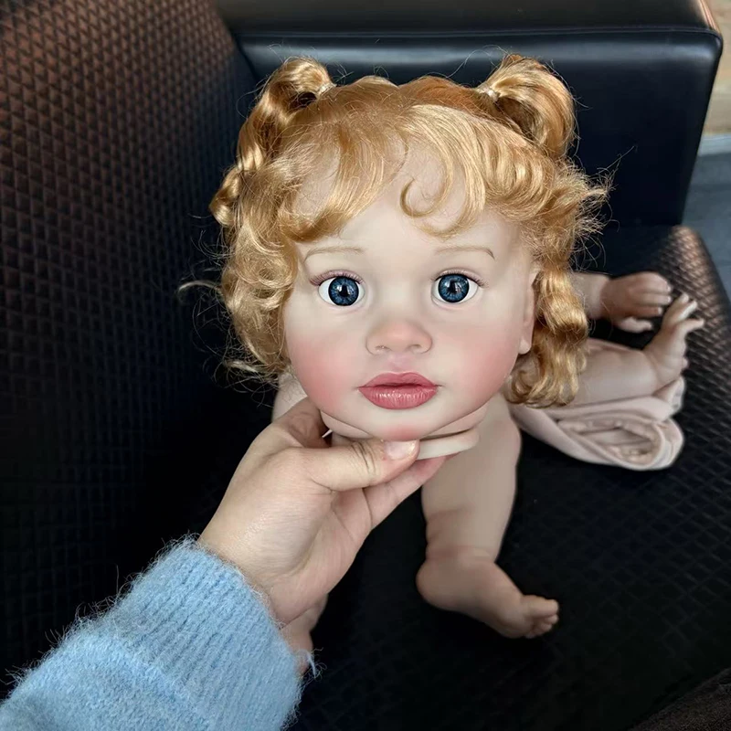 25inch Hand-Root Hair Pippa Reborn Doll Kit Unfinished Lifelike Awake Baby Multiple Layers Painting Doll Parts DIY Children Toys