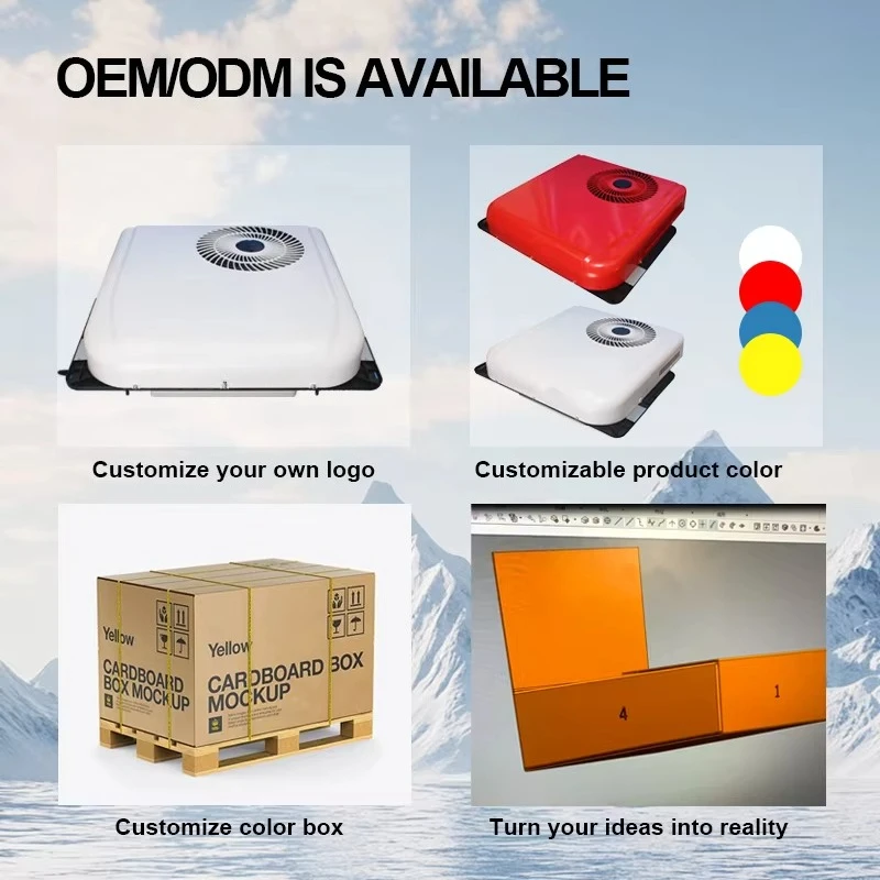 تيار مستمر 12 فولت 24 فولت على السطح نوع مكيف الهواء الكهربائي جديد التبريد والتدفئة وحدة RV لشاحنة RV تخييم #6