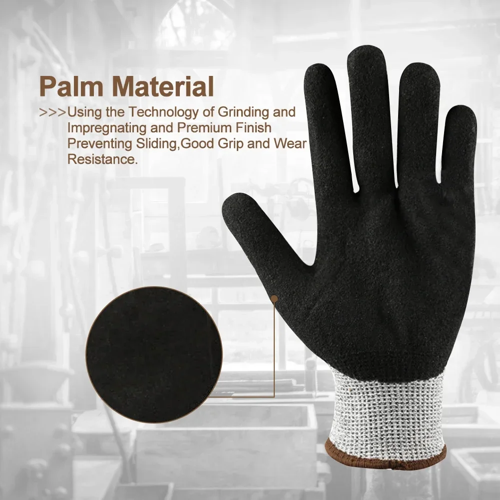 Guantes resistentes a los cortes 3D, manoplas protectoras lavables y duraderas para construcción y jardinería, Nivel 5, 1 par