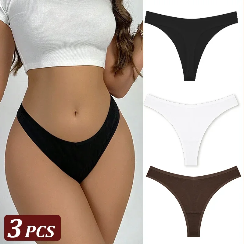 3 Teile/satz Nahtlose Tanga Baumwolle Frauen Dünnen Riemen Niedrige Taille Hohe Flexibilität Panty Sexy Unterwäsche Damen Briefs T-zurück Weiche frauen