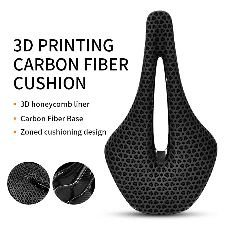 ESLNF Bicycle 3D Printing Saddle Carbon Fiber Rails Ultra-light 160g Hollow Comfortable Road Bike MTB Honeycomb Cushion Bicycle