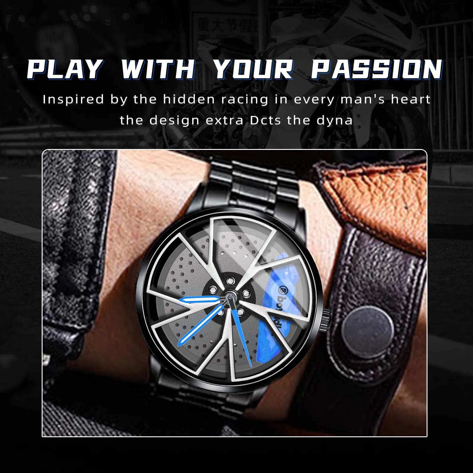 BOYADKA Men's watch creative watches, car wheel rim hub watch, car wheel rims hub watch, men's sports waterproof watch, 3D car w