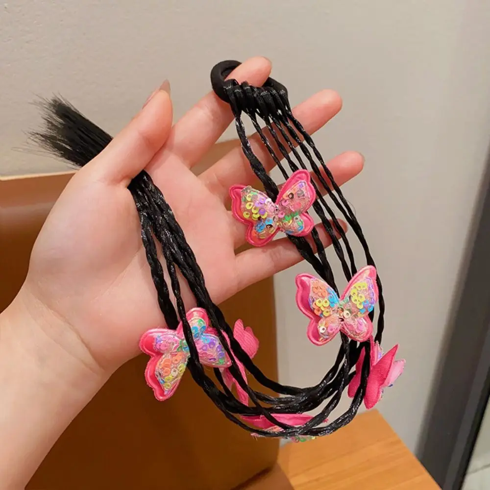 New Cute Bowknot Hair Rope Wig Braids Elastics Head Rope Sweet Twist Braid Hair Accessories for Children