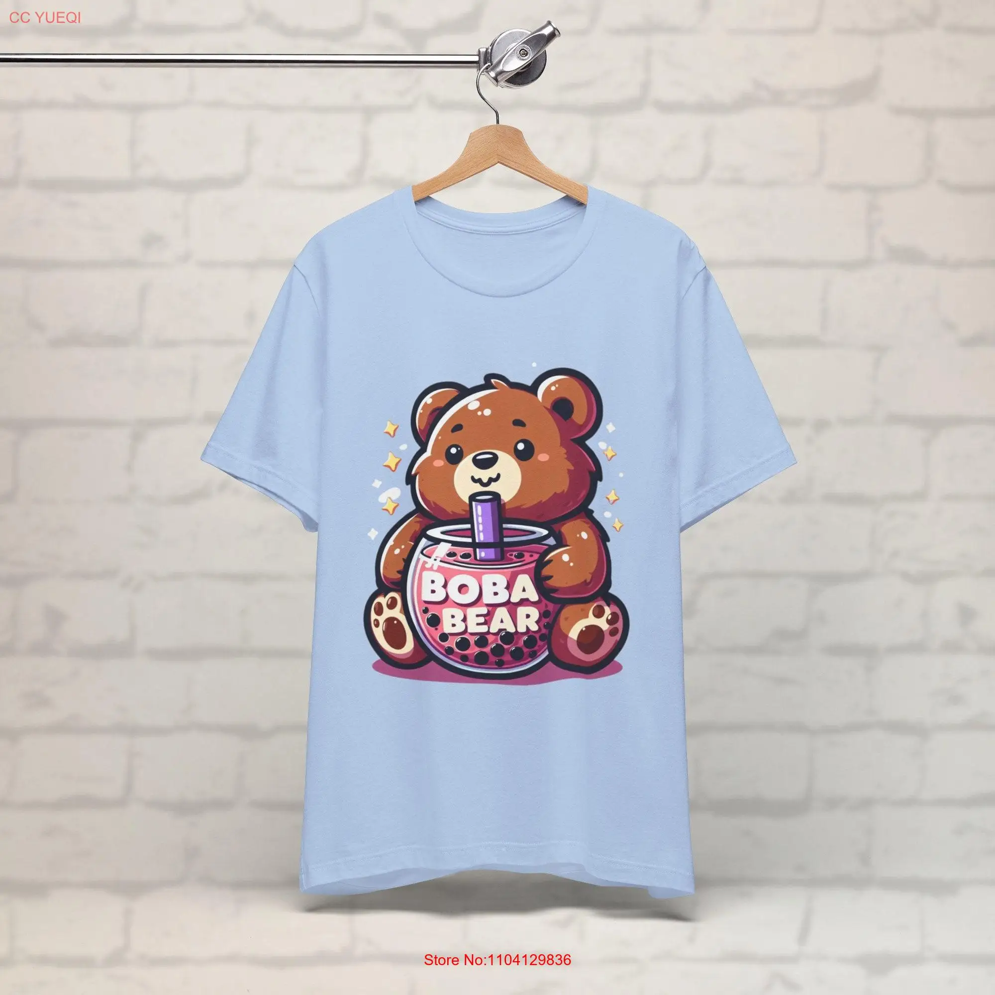 Camiseta de manga larga o corta de oso tierno, divertida, té de burbujas, Kawaii, Bobba, peculiar